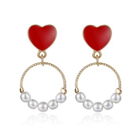 KRUCKEL Sparkle Circle & Red Heart Stud Earrings - 7169072