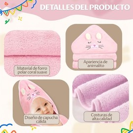 2 Pcs Toalla de Baño para Bebe, Bonita Toalla de Baño con Capucha para Bebe Recien Nacido, Super Absorbente, Suave y Ligero, Toalla para Niños y...   