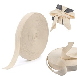 Cotton Twill Tape Ribbon 2cm 22m, Beige Herringbone Ribbon Twill Webbing Tape, Cotton Tape, Bunting Tape, Tape Twill Tape for Sewing Dressmaking Alterations Craft