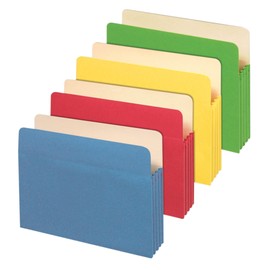 Office Depot® Brand File Cabinet Pockets, Letter Size, 3 1/2" Expansion, Assorted Colors, Pack of 5 Pockets