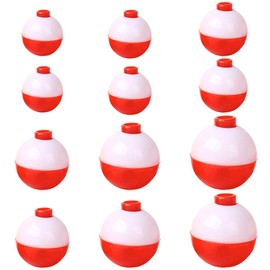 12 Pcs Fishing Snap-On Floats 6 Sizes Hard Float Bobbers Round Carp Floats Red & White Buoy Float for Outdoor Fishing