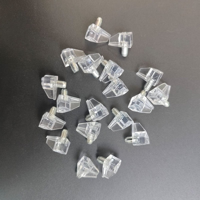 20 Pcs 5mm Clear Plastic Cabinet Shelf Support Pins, Clear