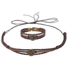 Adorila 2 Pcs Hat Band with Bracelet Set for Women, Ethnic Western for Beaded Hat Band, Retro Style Hat Decor for Cowboy Hats, Panama Hats, Straw Hats Multi Color