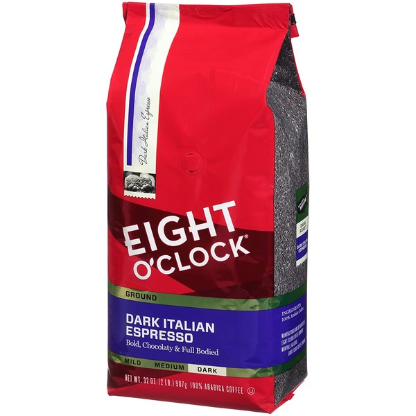 Eight O'Clock Ground Coffee, Dark Italian Espresso, 32 Ounce