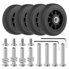 Vivikivi 4 Pcs Luggage Replacement Wheels, 50mm/1.97in Plastic Suitcase Wheels Replacement, Wear-Resistant Spare Luggage Casters Repair Kit, V-C1