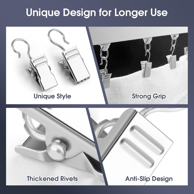 ALLisWE Pack of 50 Curtain Clips Curtains Clips for Curtains