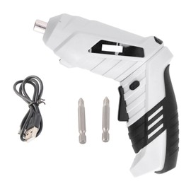 Rechargeable Cordless Electric Screwdriver Set for Drilling Repair with 2pcs Bit Tool Kit (White)