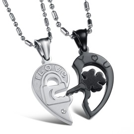 Oidea 2PCS Stainless Steel His and Hers I Love You Lock and Key Pendant Necklaces,for Valentines