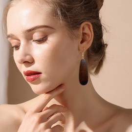 T-ztoss Simple Natural Wooden Teardrop Earrings Vintage Bohemian Geometric Lightweight Drop Dangle Wood Earrings for Women(Teardrop Earrings)