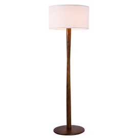 62" Tall Rustic Wood Floor Lamp for Living Room, Farmhouse Floor Lamps with Linen Shade for Reading, UL Listed Stand Lamps with Wood Base for Bedroom, Corner, Office, White