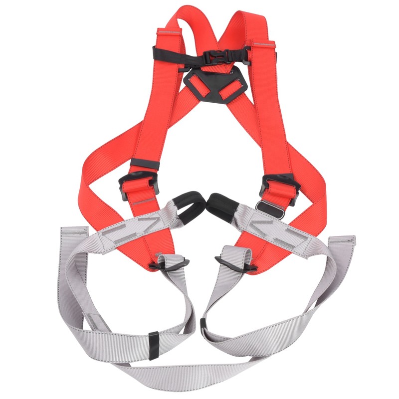 Red Gray Polyester Full Body Rock Climbing Harness Outdoor Protection