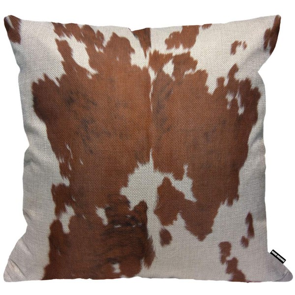 HGOD DESIGNS Cowhide Cushion Cover,Farm Animal Brown Cowhide Print Cow