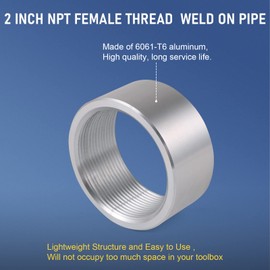 WOWYZL 2 Inch NPT Female Thread Aluminum Weld On Pipe Fitting Bung 2" NPT Female Weld On Bung Fitting