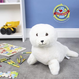 VFM - Seal Soft Toy White 28cm Eco Friendly Toy - Super Soft Cuddly Ocean Animal Fluffy Plush With Embroidered Details Made From 100% Recycled Material - Your Planet
