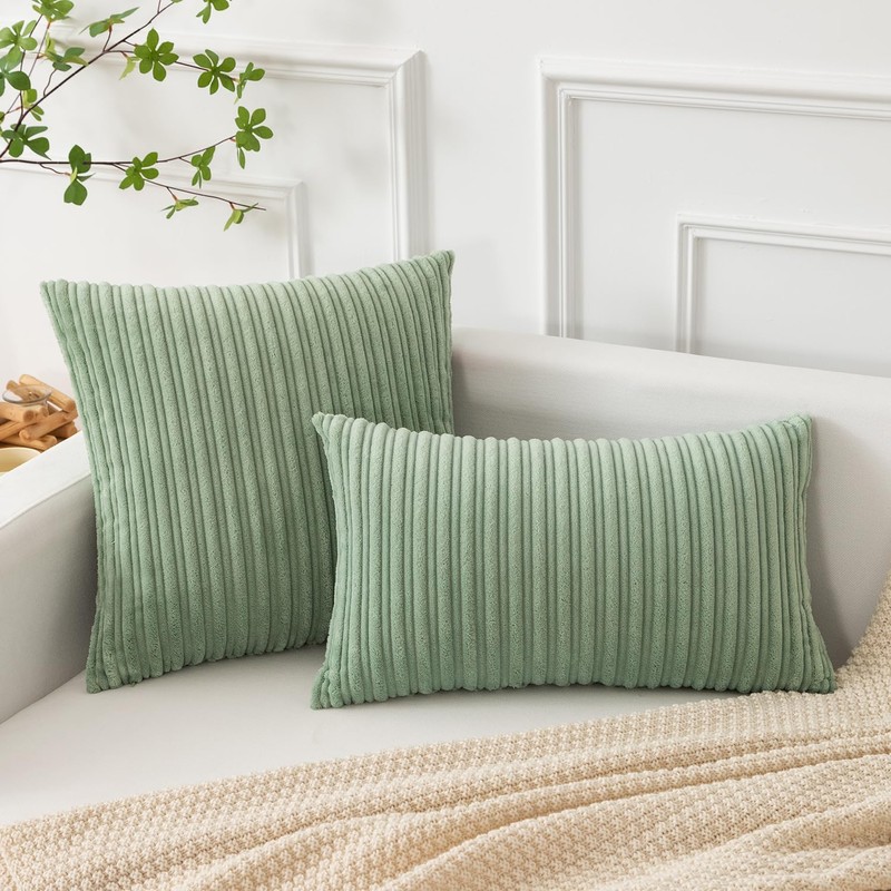 Kevin Textile Spring Oblong Throw Pillow Striped Corduroy Rectangle Pillow