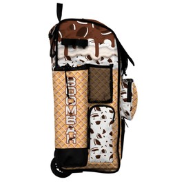 Boombah Rolling Superpack Baseball/Softball Gear Bag - Telescopic Handle - Holds 4 Bats - Wheeled Version - Ice Cream Cookies N Creme Gold/Brown/Artic Gray