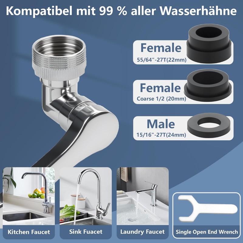 VewePata 360° Rotating Tap Attachment with Water-Saving Function and 2
