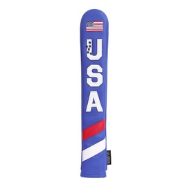 SHABIER PU Leather Waterproof Golf Alignment Stick Cover Club Protector Holds Sticks (USA Flag)