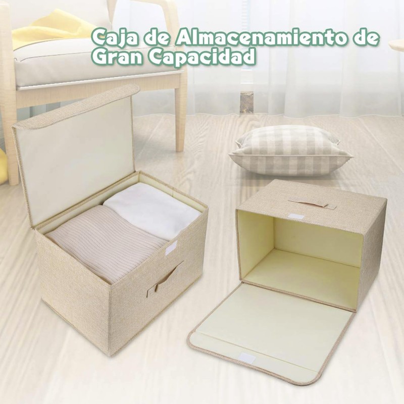 Homsorout Pack of 2 Storage Boxes with Lid, Foldable Storage