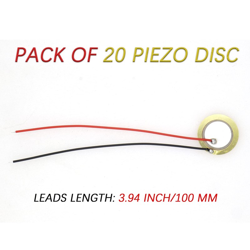 Cheerock Pack of 20 Piezo Disc, 20mm Piezo Discs Transducer
