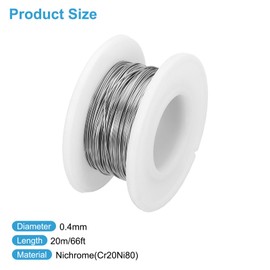 sourcing map 66 FT Heating Resistor Wire, 0.4mm 26 Gauge Wire Wrapping Nichrome Heating Element Coil Wire Resistance Wire for Home Appliances Industry Resistor Materials Aerospace