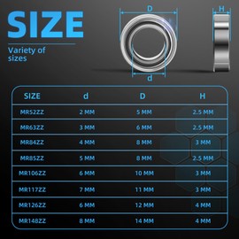 Pack of 10 MR106ZZ Mini Ball Bearings, Double Shielded Deep Groove Ball Bearings, High-Quality Bearing Steel for DIY, 3D Printers, Model Making, Milling Machines, Motors, Various Mechanical Devices