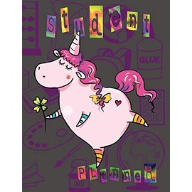Student Planner: Super Cute Busy Pink Unicorn Lucky Clover Leaf Elementary Middle High School Student Kids Academic Planner 12-Months undated Weekly ... Idea | Agenda Organizer Notebook to write in