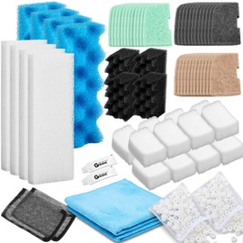 Threlaco 68 Pcs 306/307 Filter Media, Replacement Canister Filter Media Kit, Including Mesh Bags, Quick Clear, Foam, Nitrite/Phosphate/Ammonia Remover, Towel, Grease