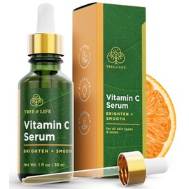 Tree of Life Beauty Vitamin C Skin Care Set, Skin Brightening Face Oil for Dark and Age Spots, Facial Serums for Dry and Sensitive Skin with Hyaluronic Acid & Vitamin E for Soft Smooth Skin, 1 Fl Oz
