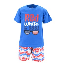 Unique Baby Boys Red White Cool TieDye 4th of July Outfit (5Y, Light Blue)