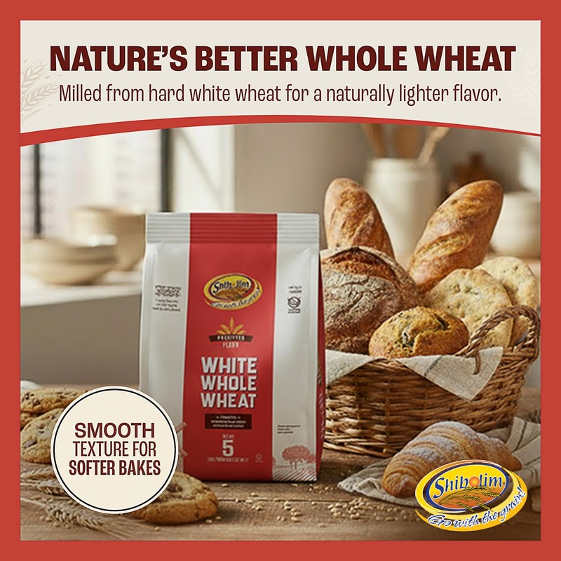 Shibolim White Whole Wheat Flour, 5lb | Triple Sifted Flour