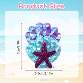 Guduling 8pcs Sea Shell Hair Accessories, Starfish Hair Accessories, Mermaid Hair Clips, Muti-color Starfish Shell Hairs Clips With Shiny Sequin, Suitable for Girls Birthday Beach Party Headpiece