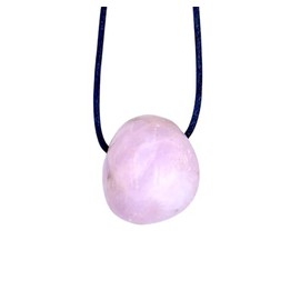 Taddart Minerals - Pink Tumbled Stone Pendant Made from Natural Gemstone Kunzite with Leather Chain, Kunzite