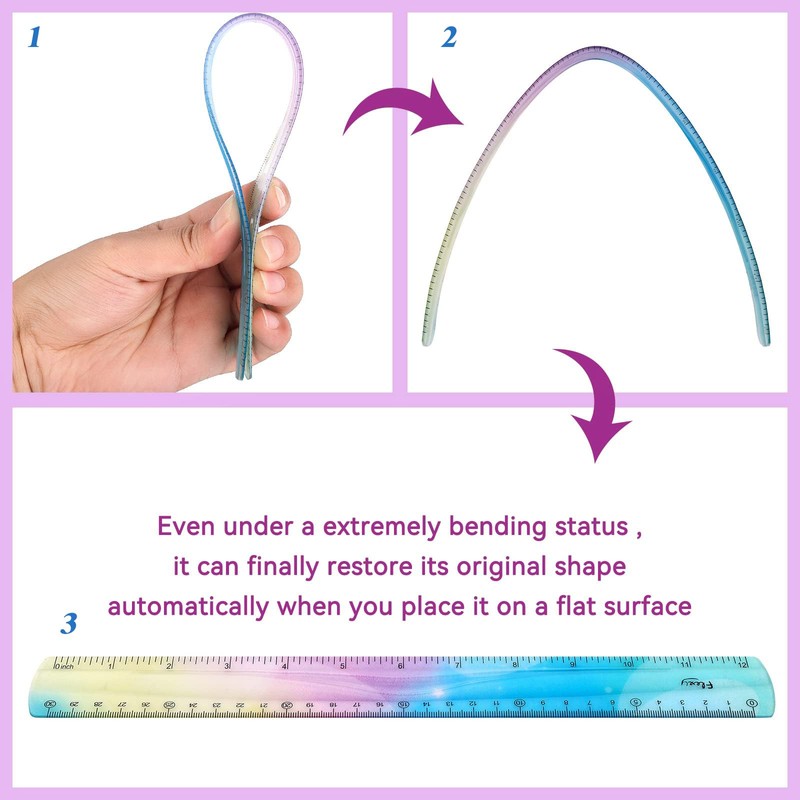 Amazleer 2 Pack Flexible Plastic Rulers 30cm/15cm, Unbreakable Bendable Shatterproof