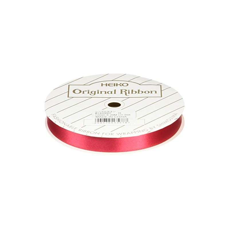 HEIKO 3507 Single Satin Ribbon, 0.5 inches (12 mm), Red,