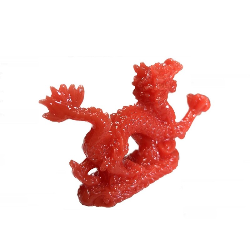 DMtse Chinese Feng Shui Dragon Lucky Red Color Figurine Statue