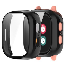 2 Pack Case Compatible for Gizmo Watch 2 Screen Protector for Kids with Tempered Glass Screen Protector, Slim Guard Bumper Full Coverage HD Ultra-Thin Hard PC Protective Cover