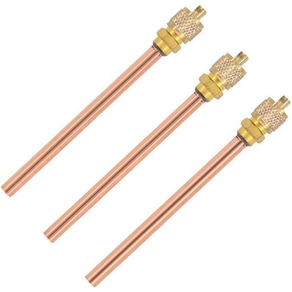 Greluma Service Access Valve 1/4 Inch SAE x 1/4 Inch AD x 4 Inch Shaft Core AC Cooling Pack of 3