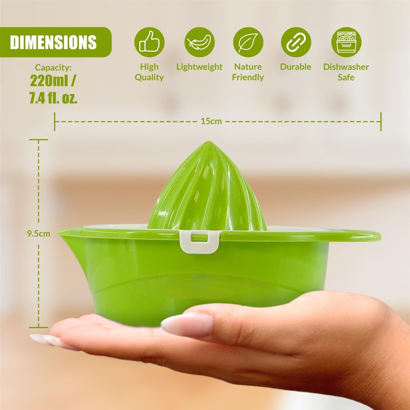 GEEZY Plastic Manual Juicer, 220ml Capacity – BPA Free, Dishwasher