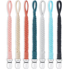 Clips para chupete para bebés y niñas, soporte trenzado hecho a mano, clips para chupetes de bebé, clips de algodón más suaves, para recién nacidos, se adapta a todos los chupetes, unisex, para baby shower, regalos de cumpleaños