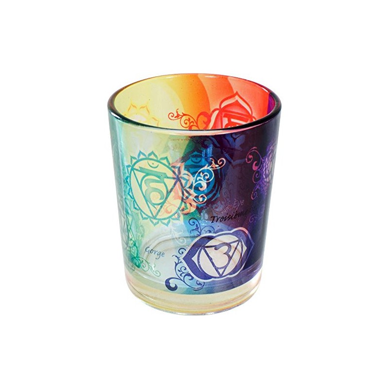 Printed Glass Votive Holder - Chakras