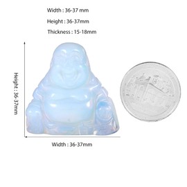 KYEYGWO Opalite Carved Gemstone Laughing Buddha Figure, Healing Crystal Lucky Buddha Stone Talisman Maitreyabuddha Statues Fengshui Sculpture Ornament for Decoration Lucky Charm