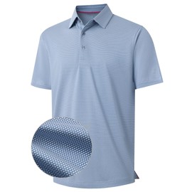 M MAELREG Golf Polo Shirts for Men Short Sleeve Quick Dry Fit Texture Sports Casual Collared Men's Golf Shirts Light Blue