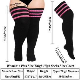Moon Wood Plus Size Thigh High Socks for Thick Thighs- Womens Knit Cotton Extra Long Over the Knee High Socks Leg Warmer
