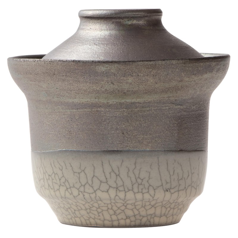 Marui Pottery Shigaraki Ware 3-4055 Hechimon with Lid, Height Approx.