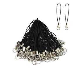 BlingKingdom 100pcs Cell Phone Split Ring Strap Detachable Ring Strap Phone Charm Cords DIY Lanyard Decorations for Hanging Charms USB Drive Keychain - Black