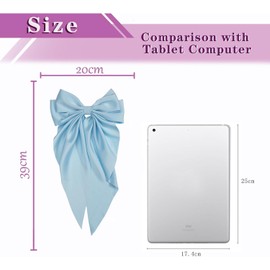 Hair Bows for Women Light Blue Clips Large Satin Ribbon Bow Accessories Silk Big Hairs Bow for Girls Cute Christmas Long Hair Bows for Girls Hair Clip