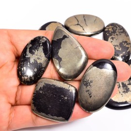 Natural Apache Gold Gemstone- Healing Crystals for DIY Jewelry Making -Loose Natural Cabochon -Perfect for Crafting Unique Jewelry Designs Gift for Her, Mother and Wife (5 pcs, 25-35 mm)