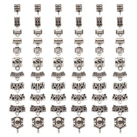 KISSITTY - 88 abalorio ovaladas de aleación de estilo tibetano para colgar abalorio espaciadoras de plata envejecida, para hacer pulseras y joyas