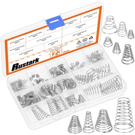 Rustark 123Pcs 10 Sizes Stainless Steel Taper Spring Assortment Set Cone Compression Spring Tower Pressure Spring Conical Spring Small Compression Springs for Home Repair Industry